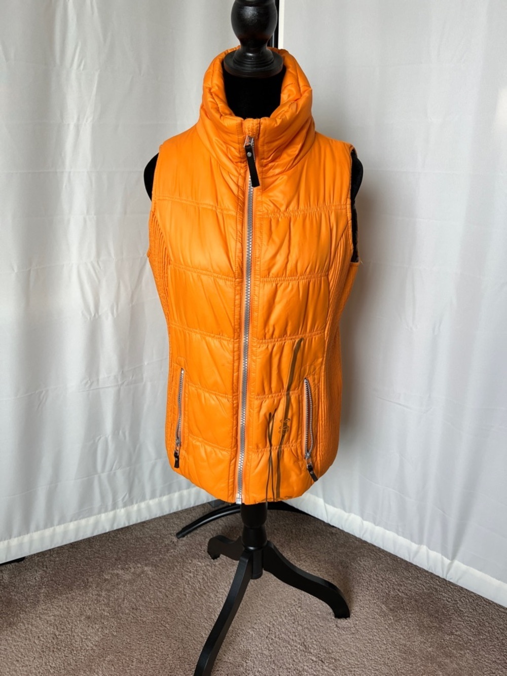 Never Orange Quilted Puffer Ski Vest